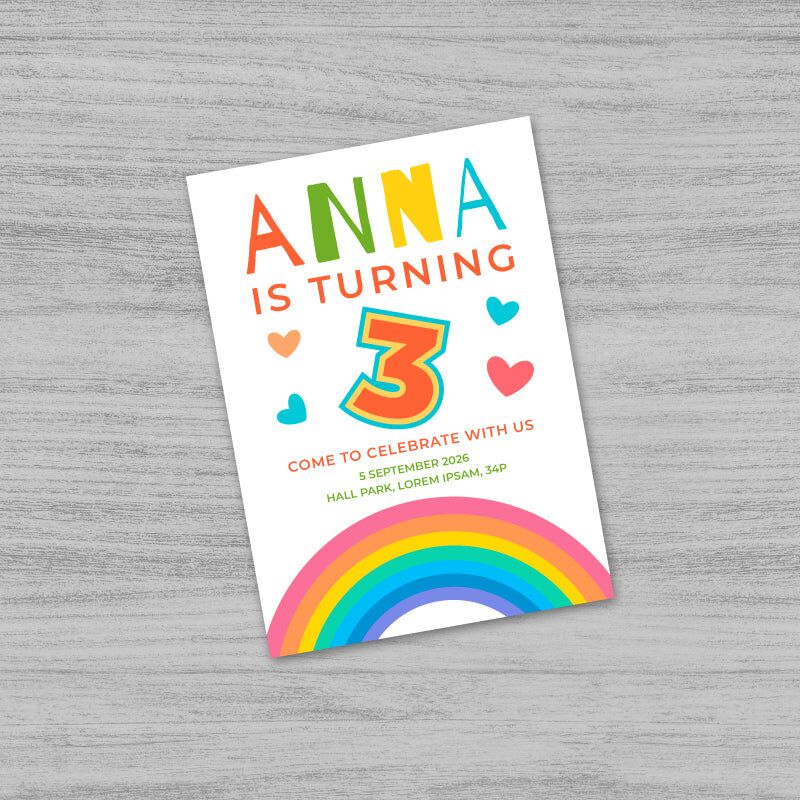 Rainbow Birthday Invitation Card